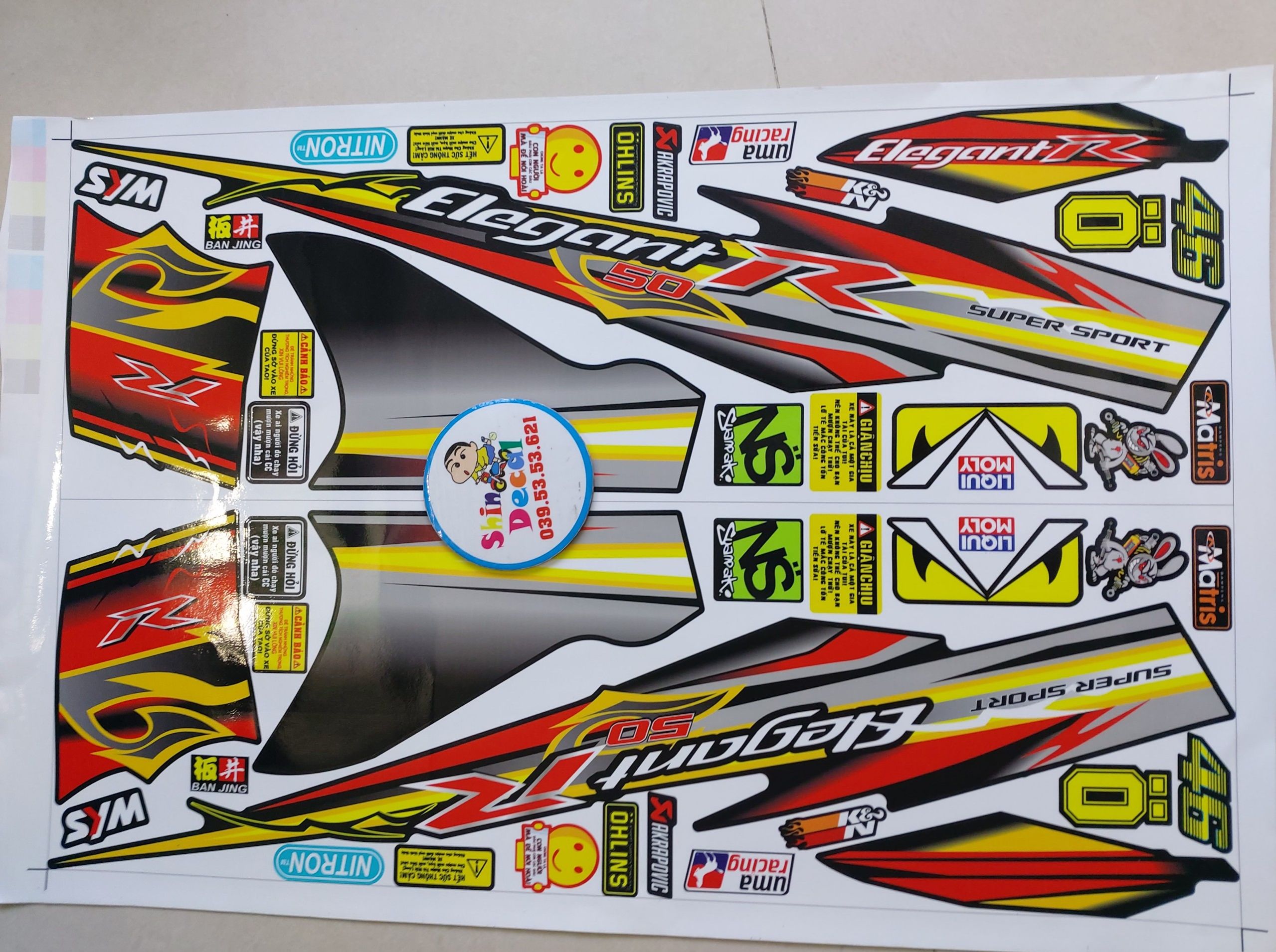 Tem rời xe elegant 50 tặng logo