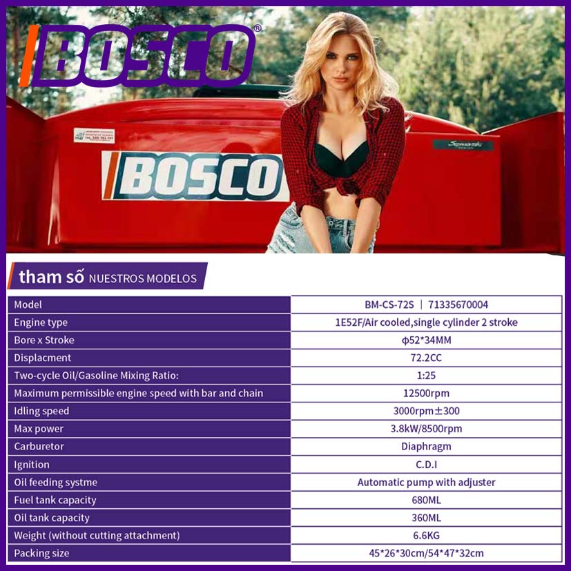 Bosco 72S - 72.0Cc Two-Stroke Chain Saw