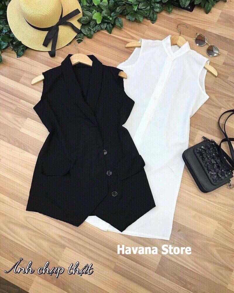[HCM]Set Đầm Sơ Mi Kèm Áo Khoác Thời Trang Havana
