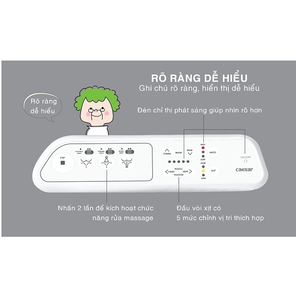 Nắp bồn cầu điện tử CAESAR TAF400H, Chính hãng