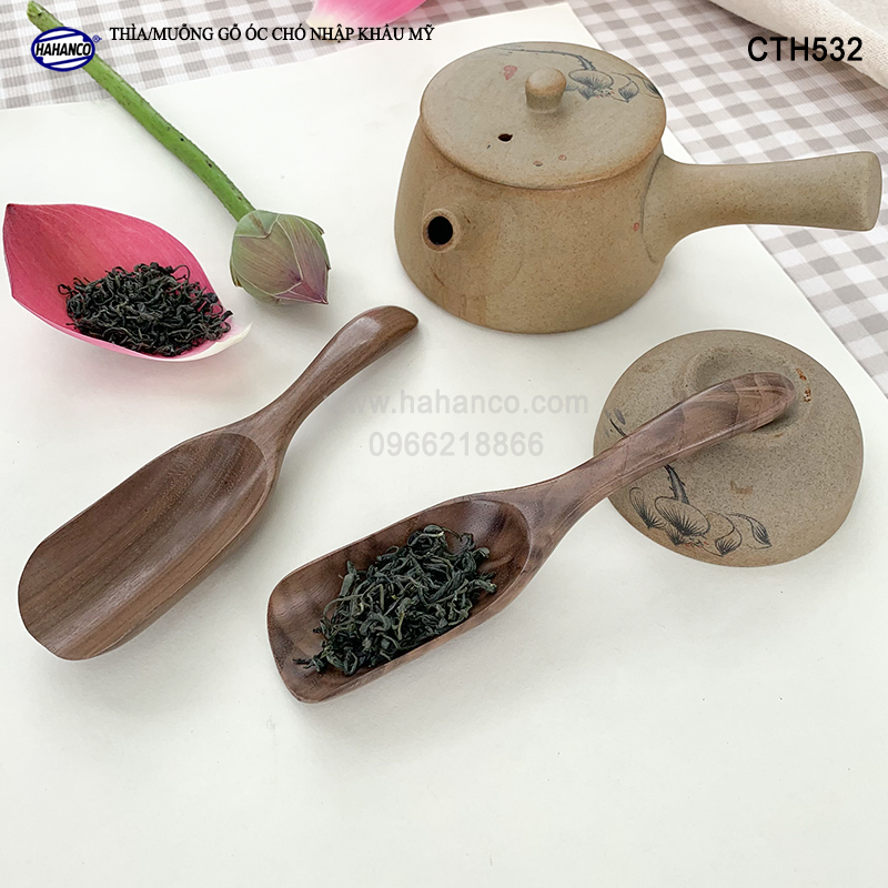 Muỗng/Thìa xúc trà gỗ Óc Chó - Phong cách Nhật Bản - Xúc gia vị, cafe, decor (CTH532) An toàn cho sức khỏe
