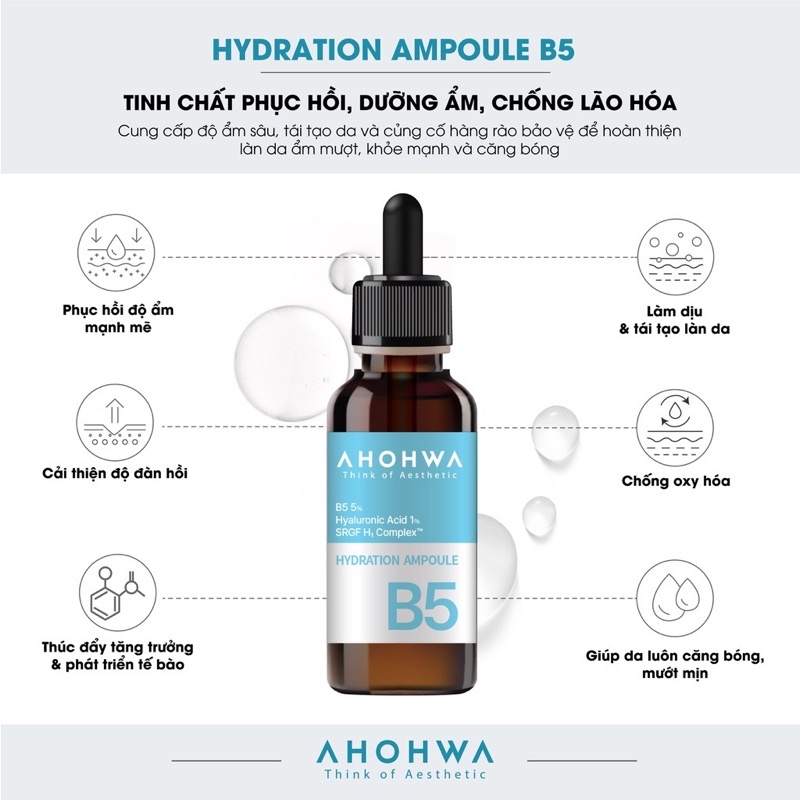 Tinh chất B5 cấp ẩm và phục hồi da Ahohwa Hydration Ampoule B5