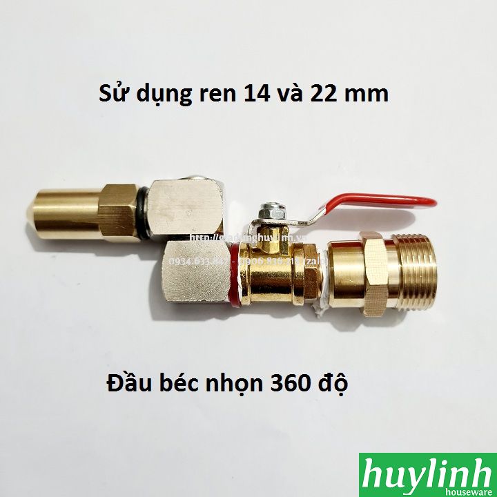 Đầu béc 360 độ phun rửa máy lạnh, điều hòa Ren 22 và 14 cho máy xịt rửa xe