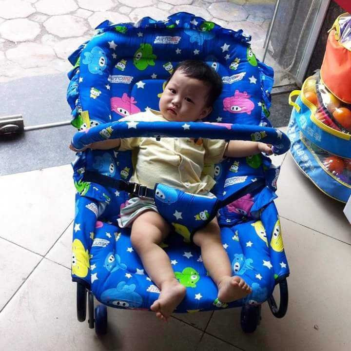[ Loại 4 nhún ] Nôi nhún 5 trong 1 cho bé có màn che ( họa tiết ngẫu nhiên )
