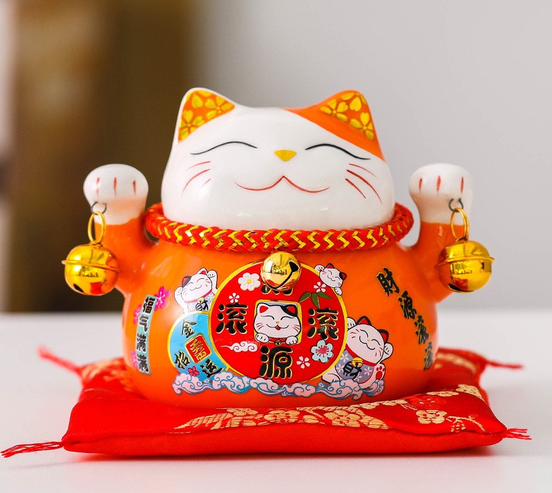 Mèo thần tài Ngũ Phúc Lâm Môn 10cm