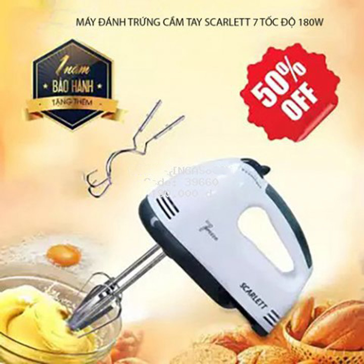 Máy Đánh Trứng Cầm Tay 7 Cấp Tốc Độ Scarlett