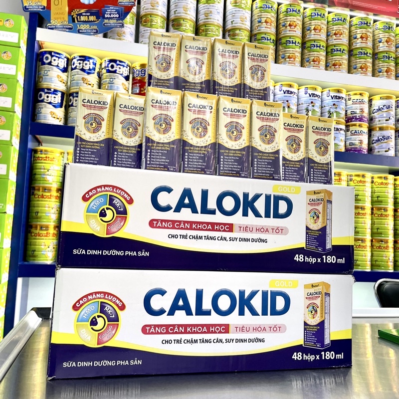 (Tặng Quà Từ 2 Thùng)  Thùng 48 Hộp Sữa Bột Pha Sẵn Calokid 180ml (BIBISTORE)