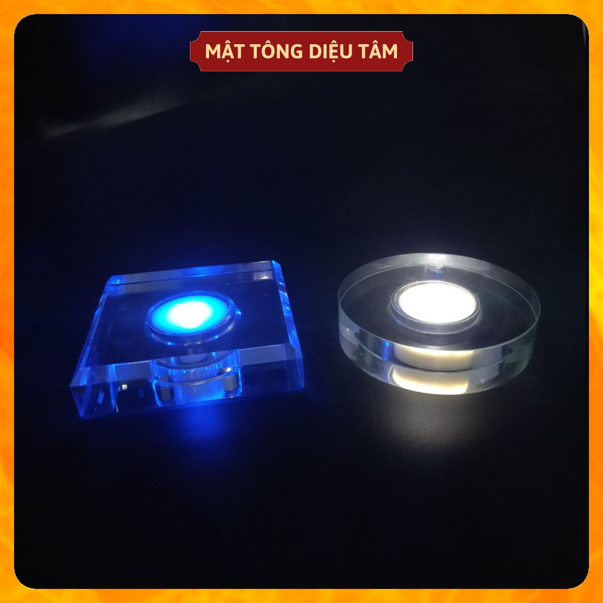 Đế đèn led pha lê đổi 7 màu làm sáng tượng trang trí.
