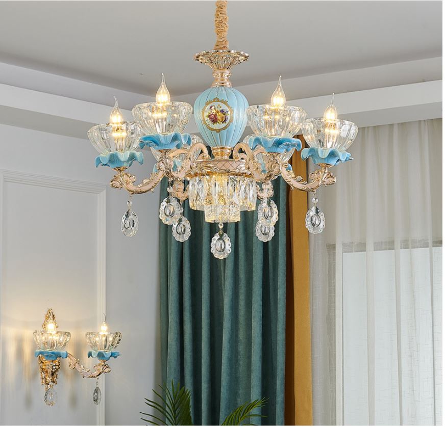 Đèn chùm MONSKY JAVANY 8 tay trang trí nội thất pha lê phong cách quý phái - Tặng kèm bóng LED chuyên dụng
