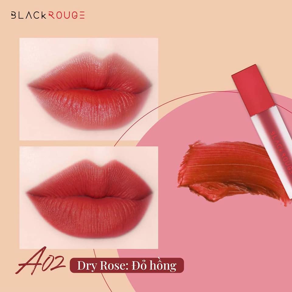 Son Black Rouge A02  Dry Rose Đỏ Cánh Hồng Son Kem Lì Siêu Mịn Black Rouge Air Fit Velvet Tint Full Màu 4.5g [CHÍNH HÃNG]