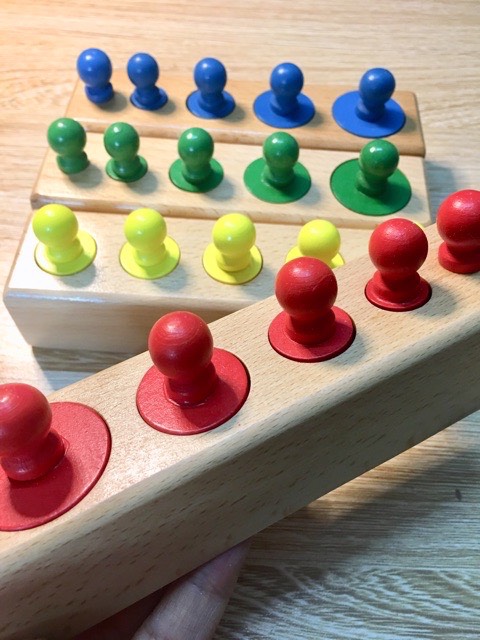 (Đồ Chơi Gỗ Kèm Ảnh Thật) Set 4 bộ núm trụ Montessori