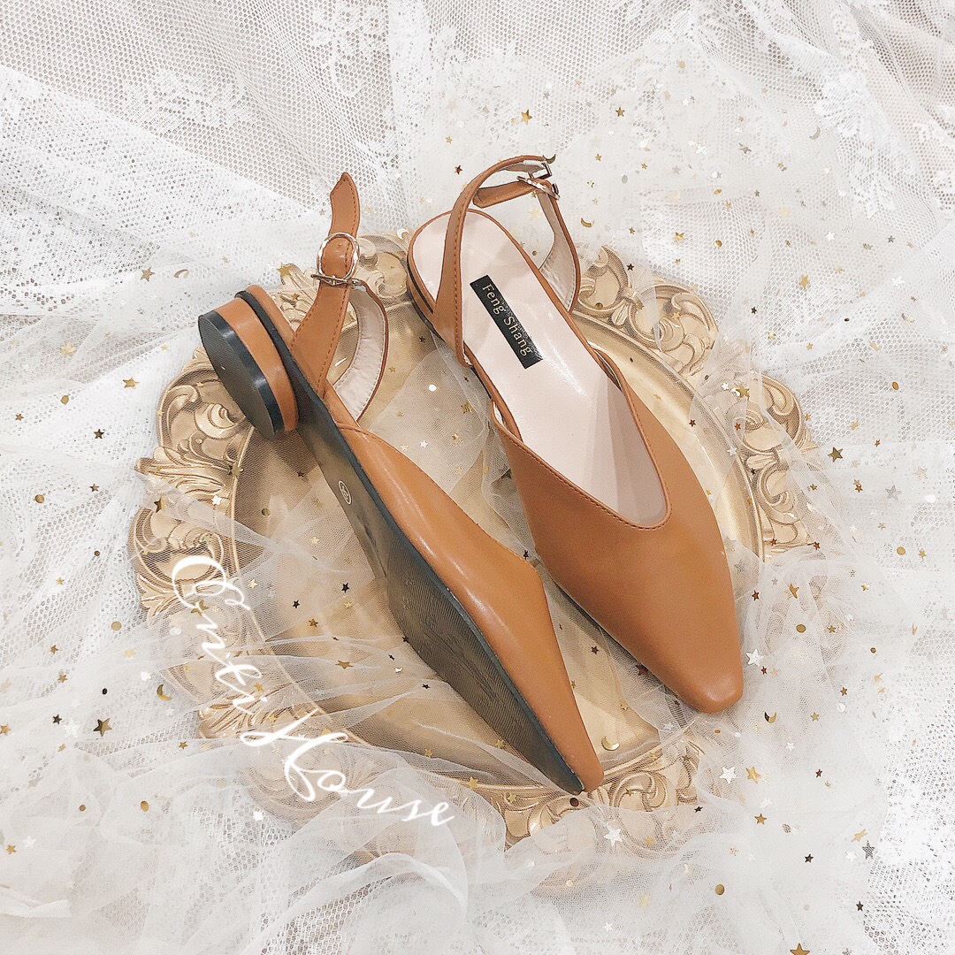 {HCM / CÓ SẴN / ẢNH THẬT} GIÀY SANDAL BÍT MŨI HỞ GÓT MÀU NÂU SIZE 38