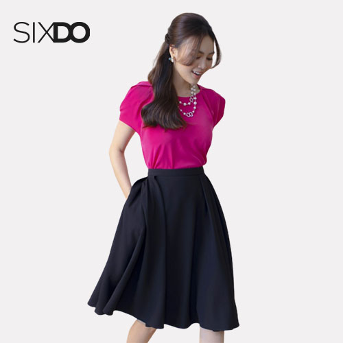 Chân váy đen xếp ly hai bên sườn SIXDO (Black Mini Skirt)