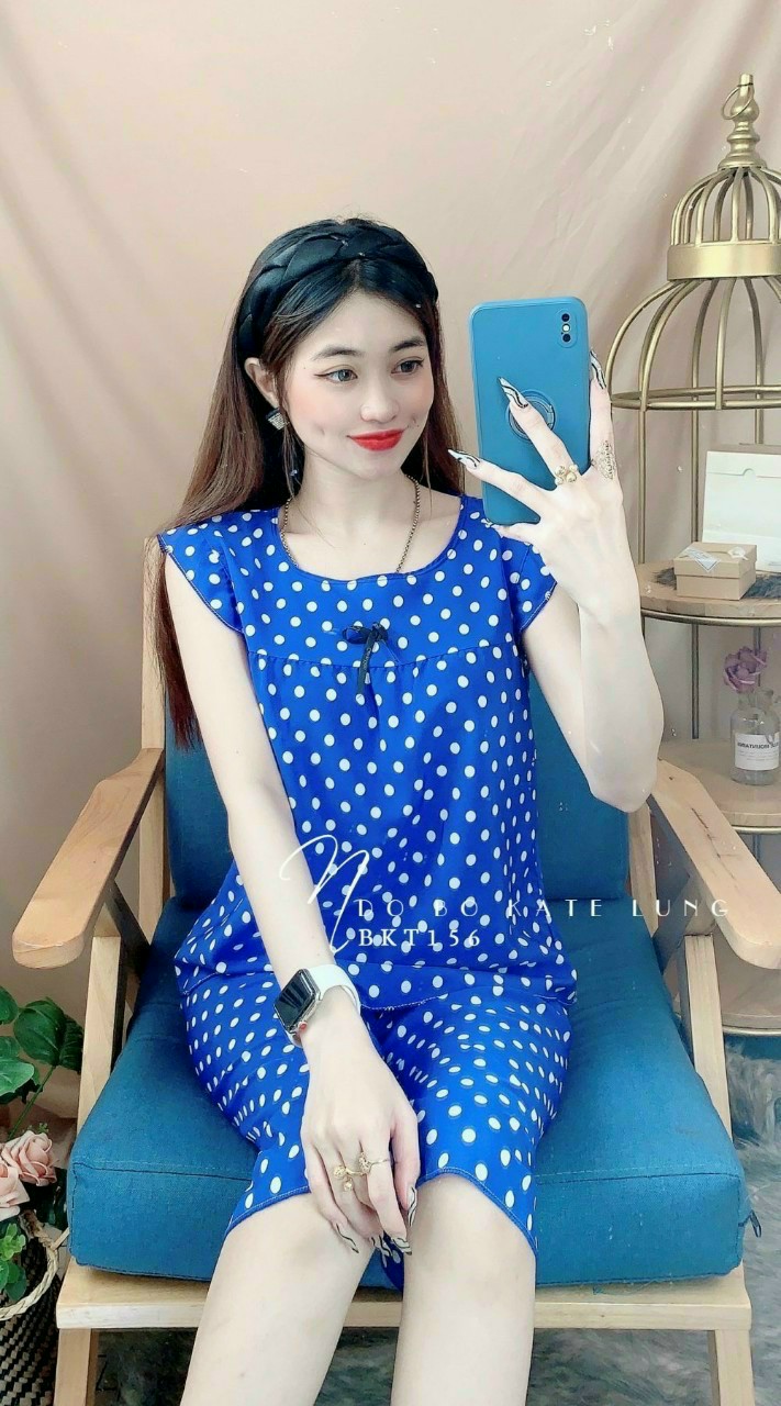 Đồ bộ mặc nhà kate lụa chấm bi