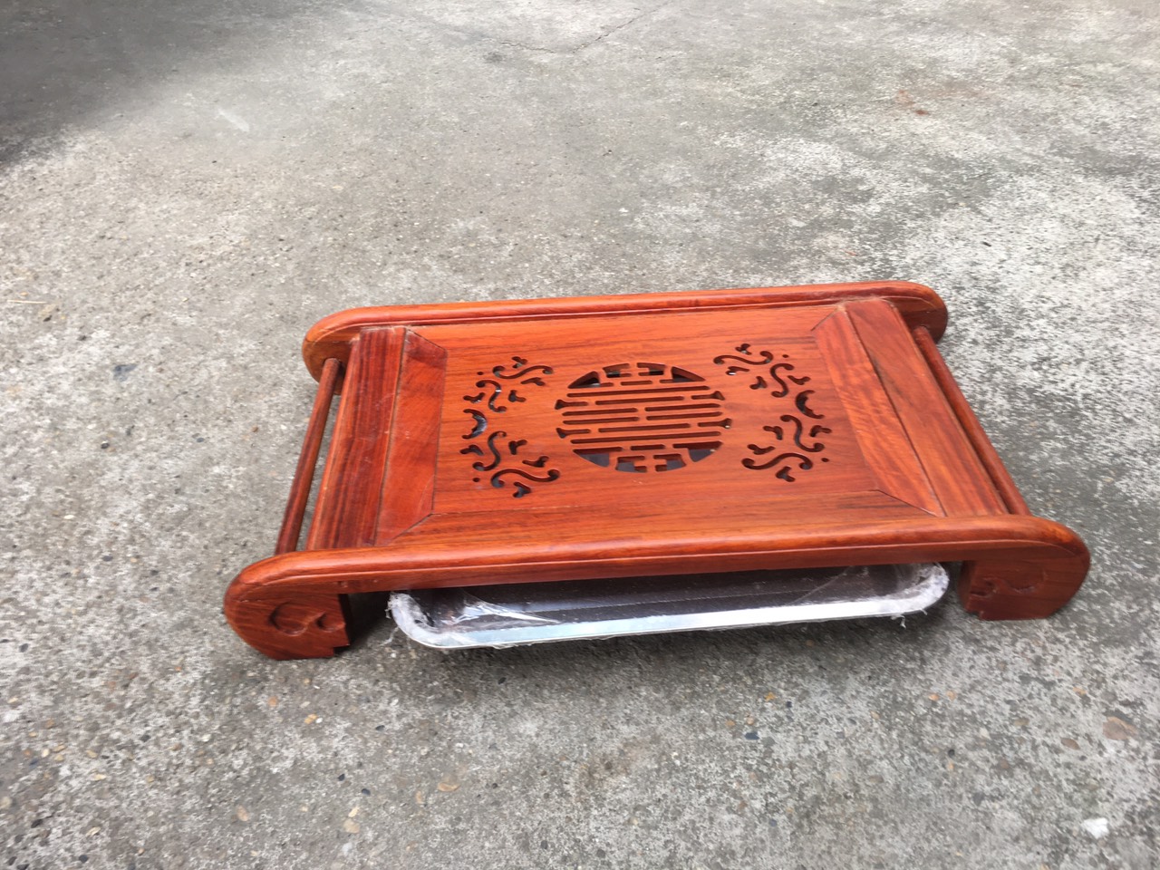 Khay trà chân vòm gỗ hương cao cấp