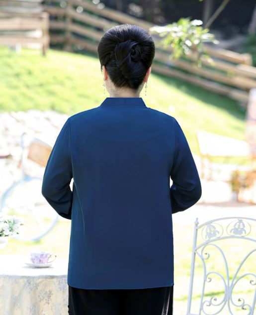 Áo kiểu trung niên tay dài lụa Ý bigsize - BS222c