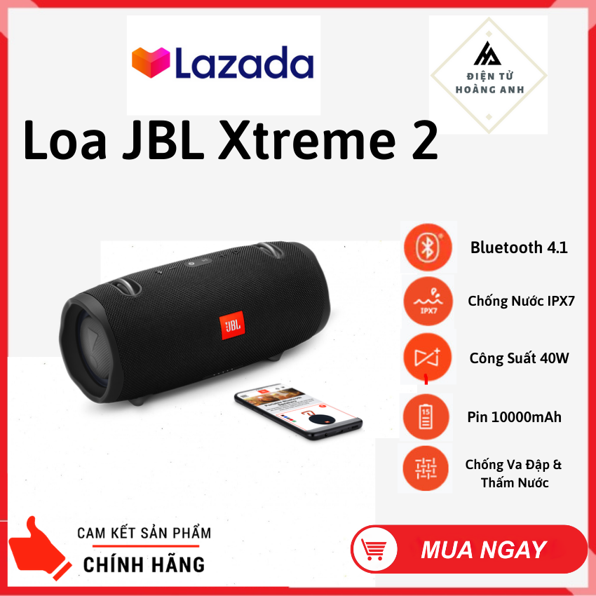 Loa Bluetooth mini JBL XTREME 2 Công Suất Lớn 40W - Chống Nước IPX7