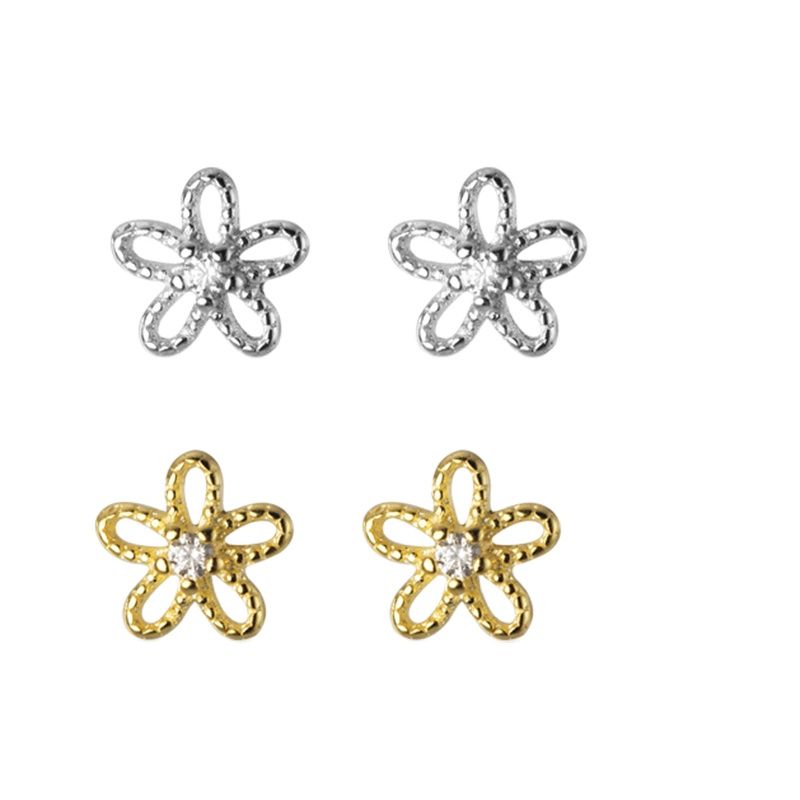 Bông Tai bạc ý s925 Hình bông hoa nhỏ xin xắn phong cách hàn quốc - B2611 - Bảo Ngọc Jewelry