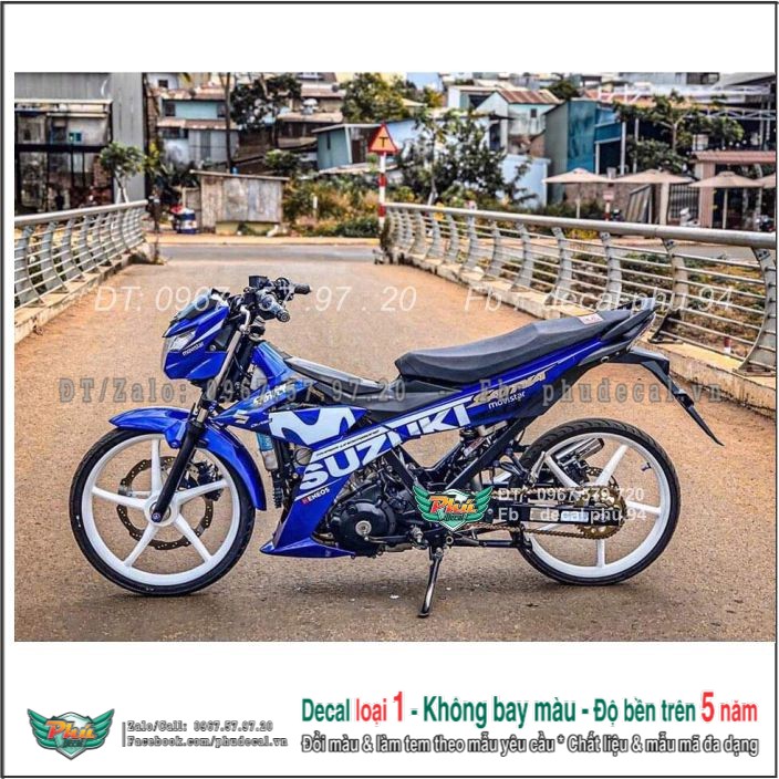 Tem rời Satria Movistar Xanh Trắng Hàng loại 1.