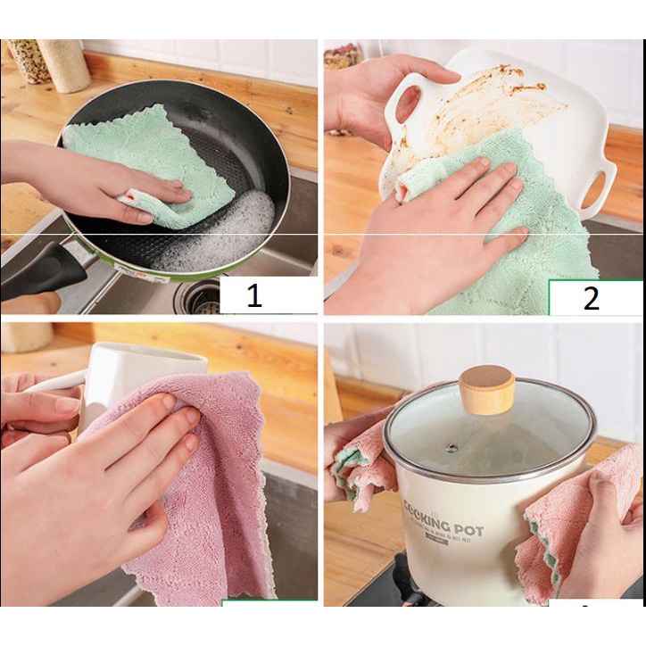 Khăn Lau Bếp Đa Năng 2 Mặt 2 Màu Siêu Thấm Hút