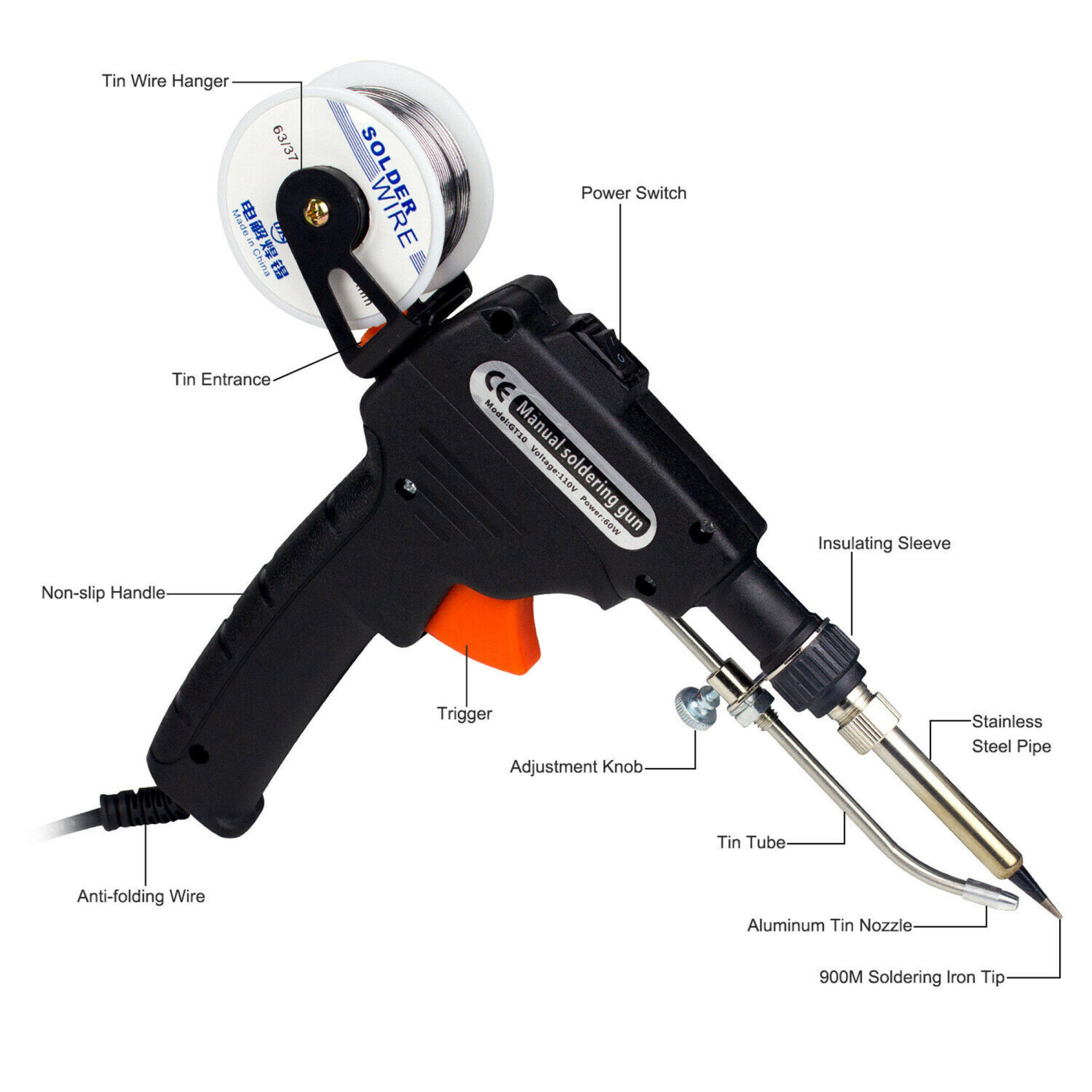 Conbo mỏ hàn đẩy thiếc tự động hàn mạch điện tử cao cấp SQT TOOLs M2 + thiếc hàn + nhựa thông + ống hút thiếc