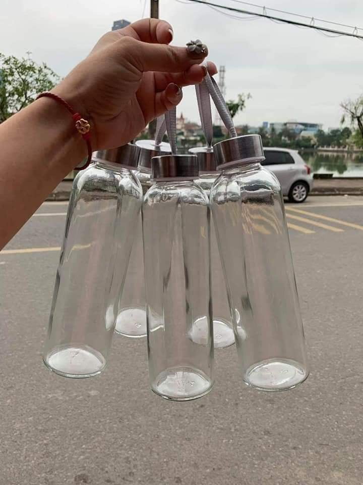 Combo 05 Chai nước thủy tinh 500ml có dây xách
