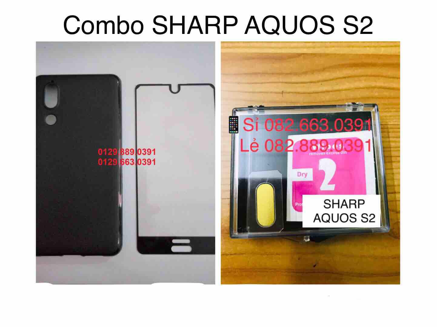 SHARP Aquos S2 - Ốp lưng Đen + Dán Cường lực full màn hình
