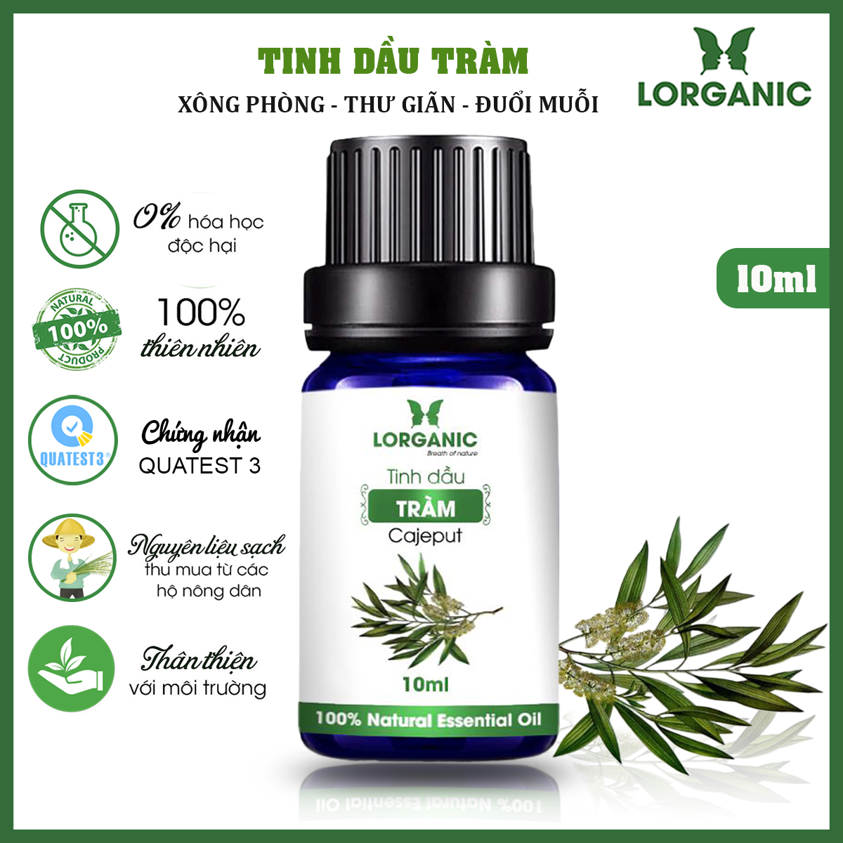 [HCM]Tinh Dầu Tràm Lorganic Nguyên Chất 99% LGN0004 (10ml, 50ml)