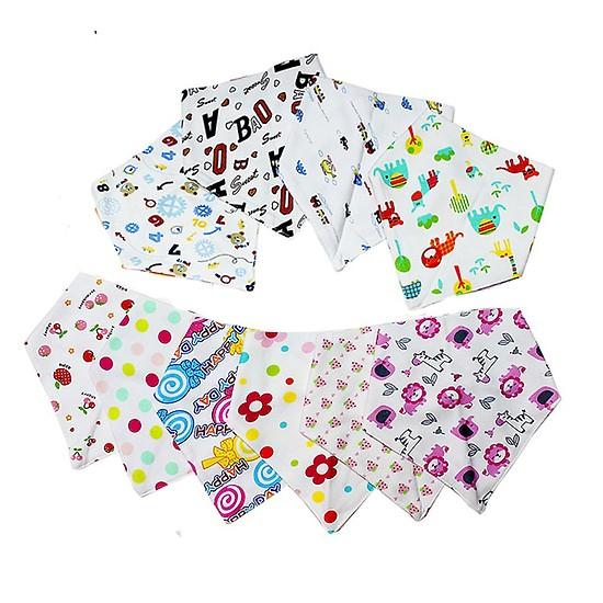 Khăn Yếm Tam Giác Cotton 2 Lớp Cúc Bấm