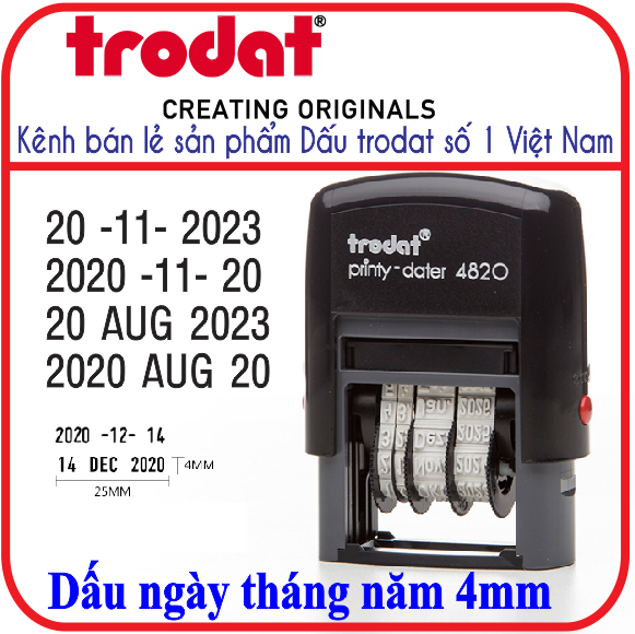 Dấu ngày tháng năm cao 4mm (Trodat 4820)
