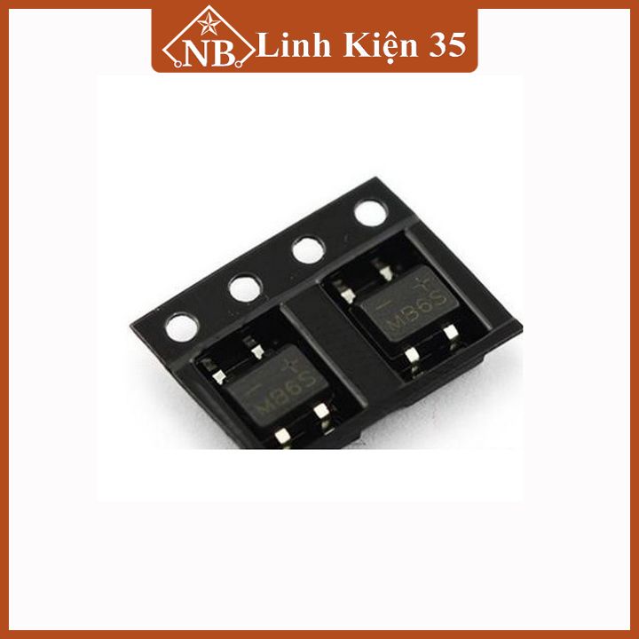 Diode cầu MB6S điện áp 600V dòng 0.5A chân dán SOP4