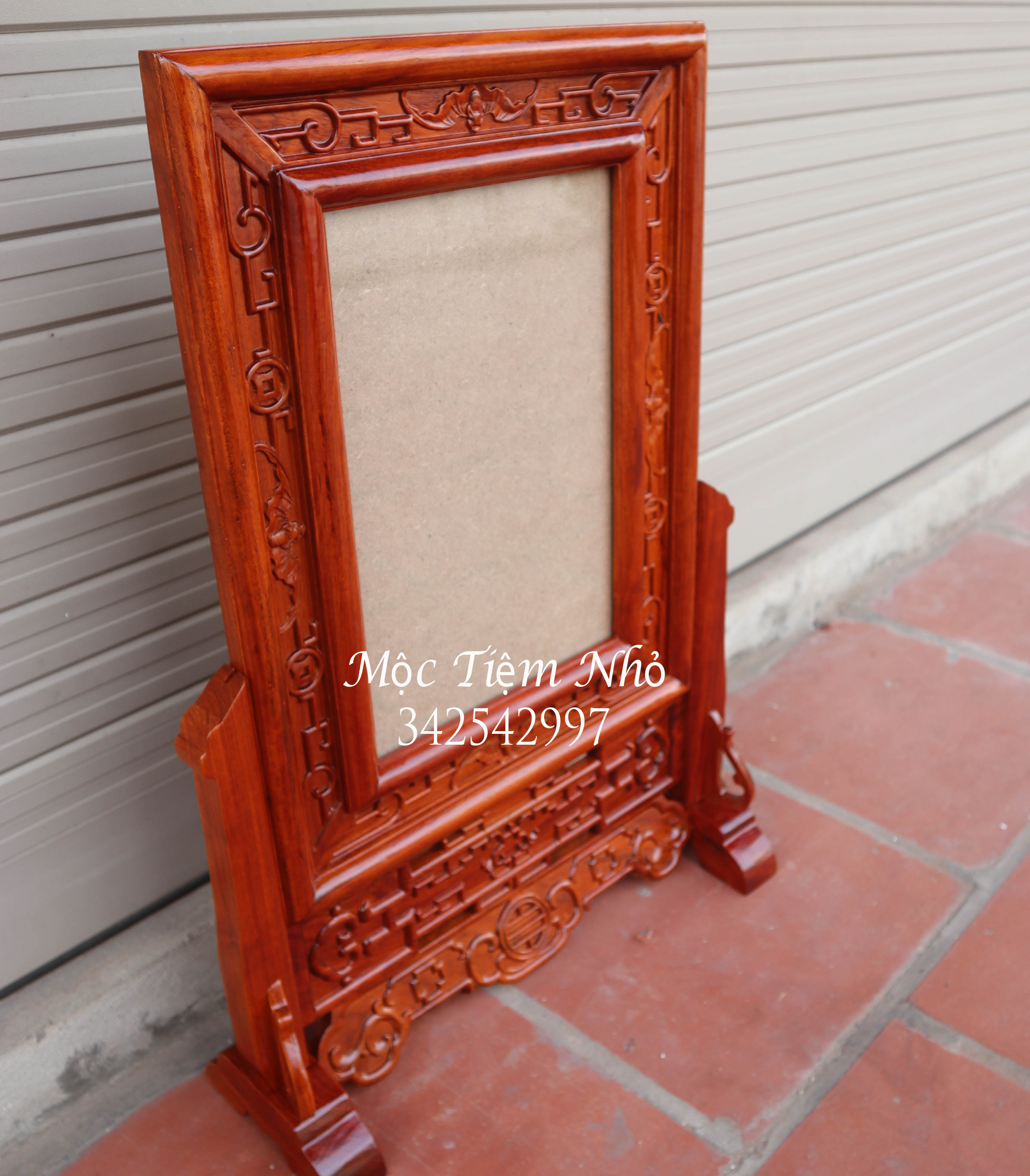 Khung ảnh thờ kép dơi tiền gỗ hương Khung ảnh thờ chiện dơi
