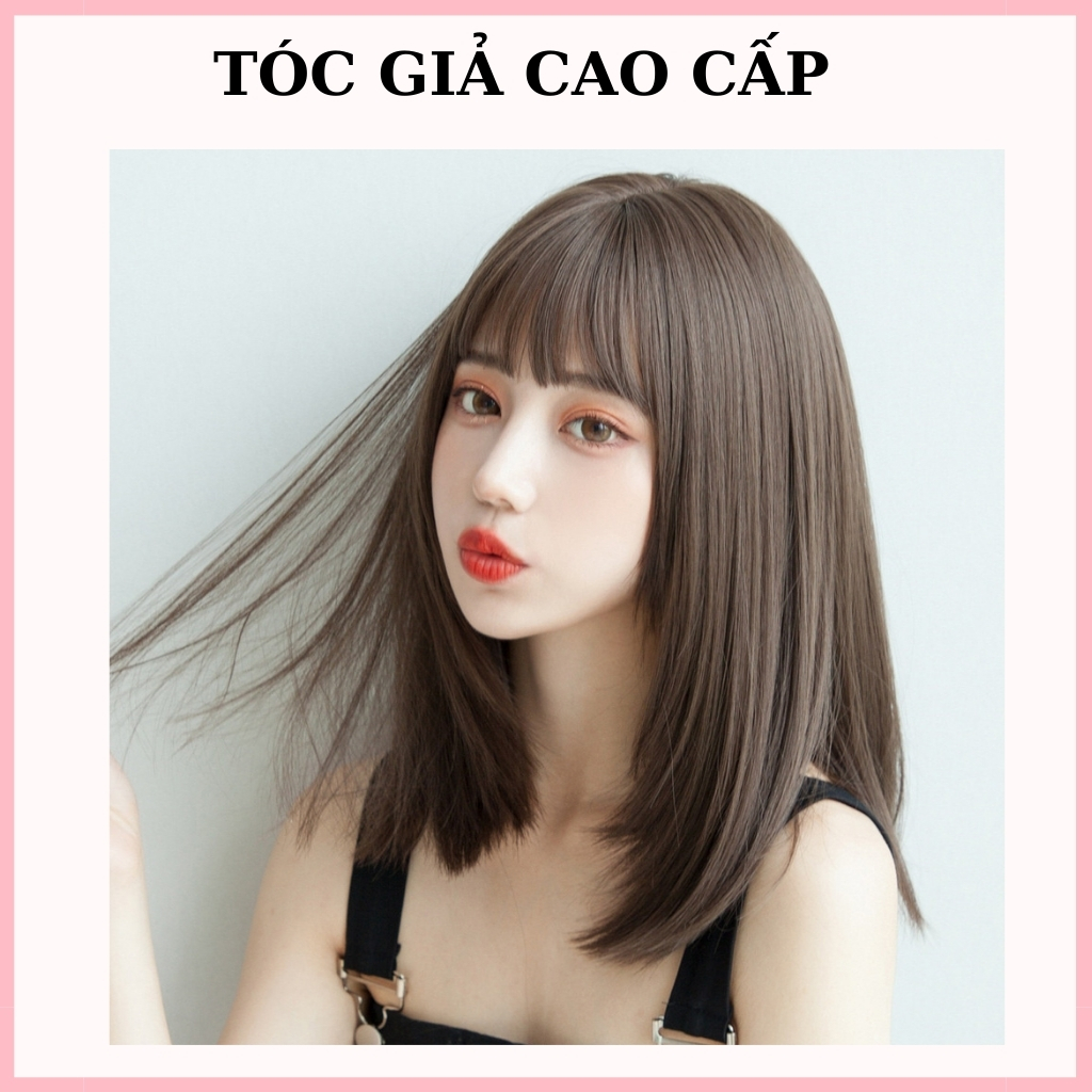Tóc giả nguyên đầu nữ đẹp layer 35cm, mã số 2046, tặng kèm lưới trùm tóc giả.
