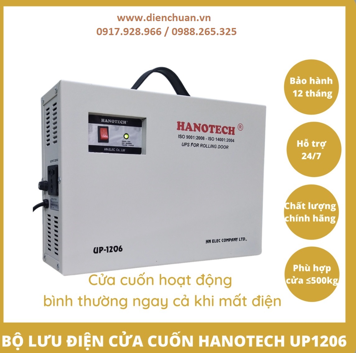 Bộ lưu điện cửa cuốn Hanotech UP-1206