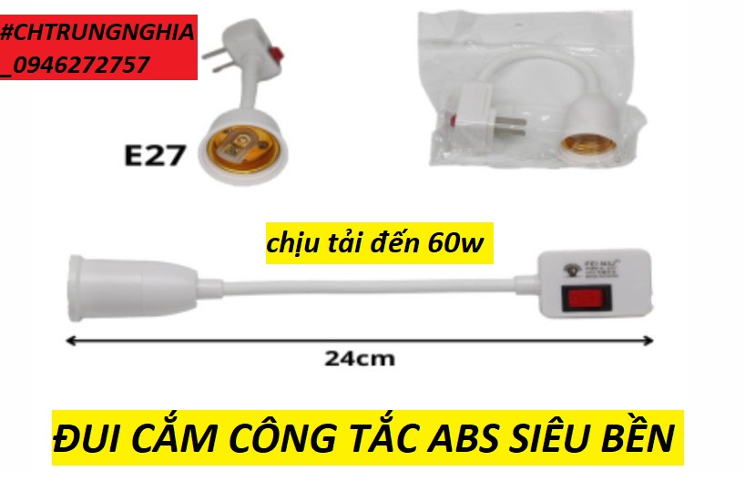 ĐUI ĐÈN E27 CAO CẤP ABS XOAY 360 ĐỘ CHỊU TẢI ĐẾN 40W thông dụng