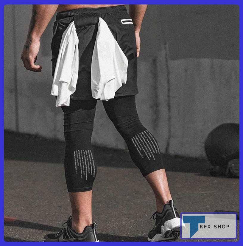 Quần đùi legging dài 2 lớp ASRV Gym Trex SP126 - Quần đùi thể thao nam 2 lớp liền legging (Men Pants, legging pant,đồ tập quần áo gym, mẫu short ngắn,thể hình,tạ Fitness)