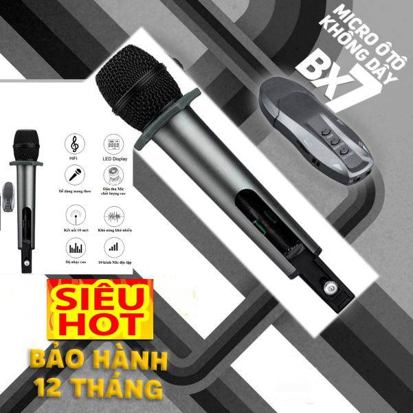 Micro Karaoke Đa Năng BX7 Cho Xe Hơi (Xe Ô Tô) Và Các Loại Loa VHF, Hát Siêu Đỉnh Độ Nhạy Cao Âm Thanh Hifi Dễ Sử Dụng, Kết Nối Với Hầu Hết Các Loại Loa, Cổng USB Tiện Lợi, Hát Cực Hay, Cực Nhẹ, Bảo Hành 12 Tháng.