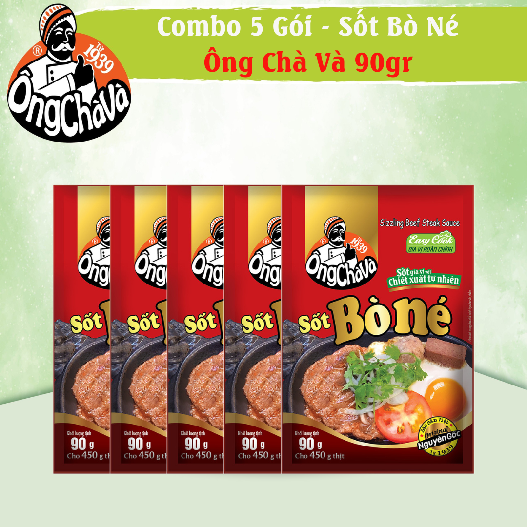 [1 combo - Tặng 1 túi lẩu] Combo 5 Gói Sốt Bò Né Ông Chà Và 90g