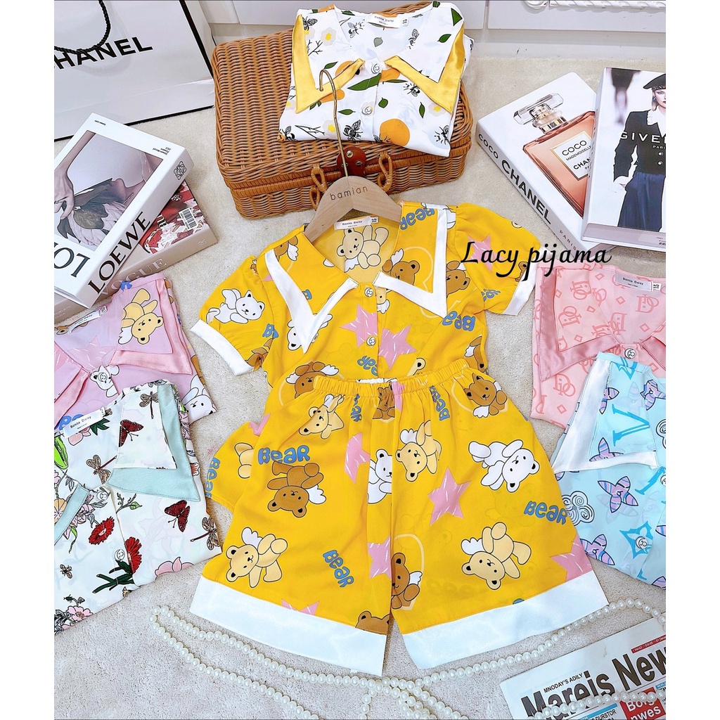 SIZE DẠI 22- 40KG: Bộ pijama lụa đại hè 2 chất lụa mango cực thích cho bé gái - BPLDH2