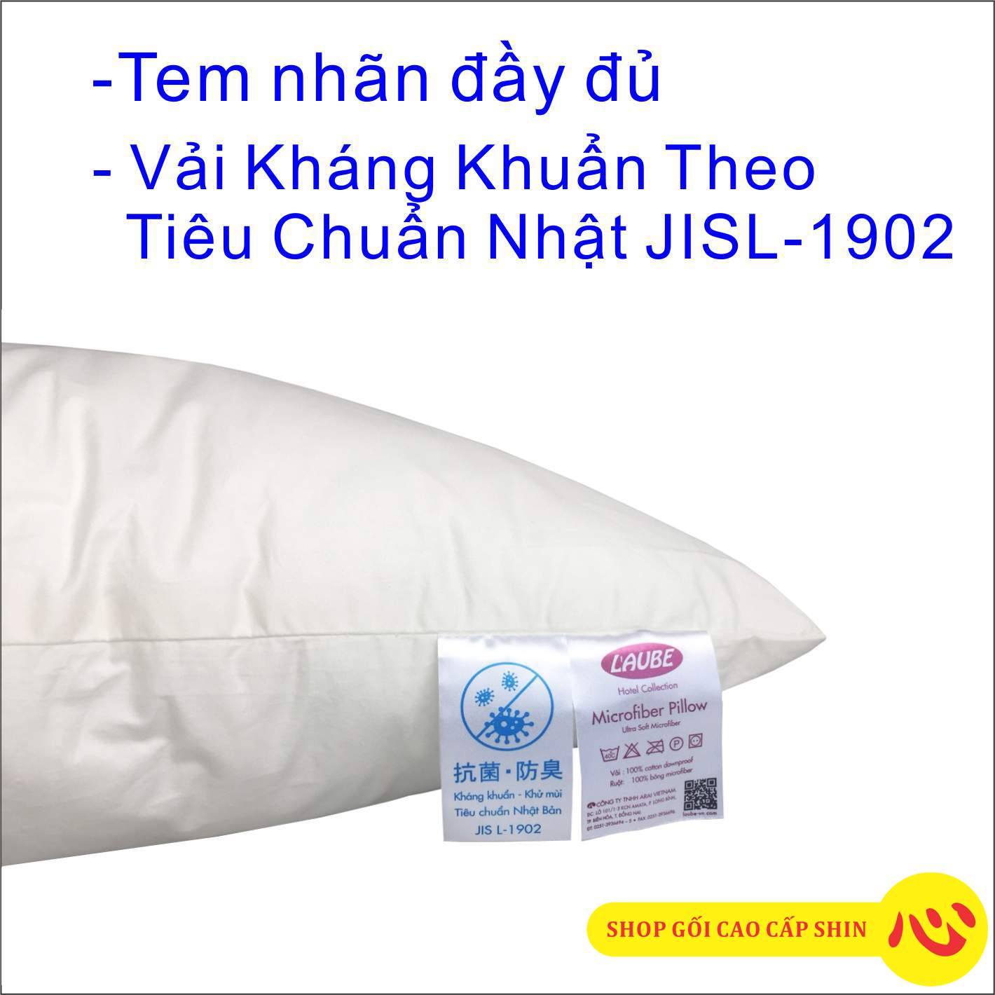 [HCM]Gối siêu mềm Microfiber Laube Kháng Khuẩn 40x60cm siêu mềm