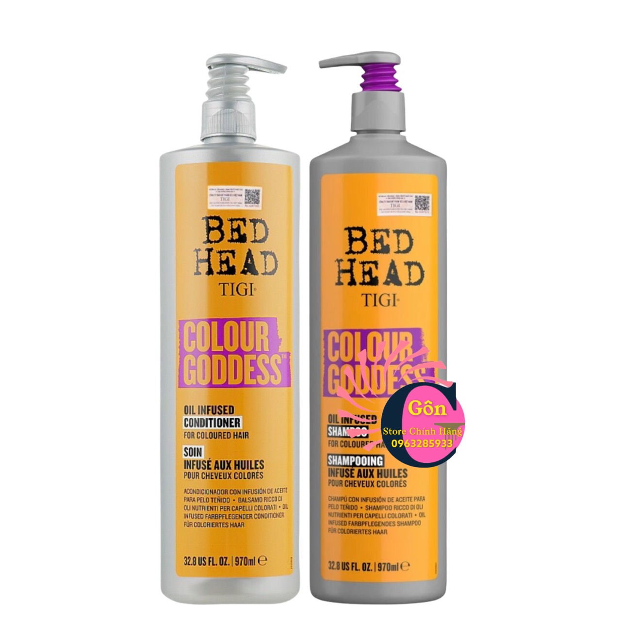 Dầu gội xả tigi cho tóc nhuộm tigi colour goddess 970ml x 2
