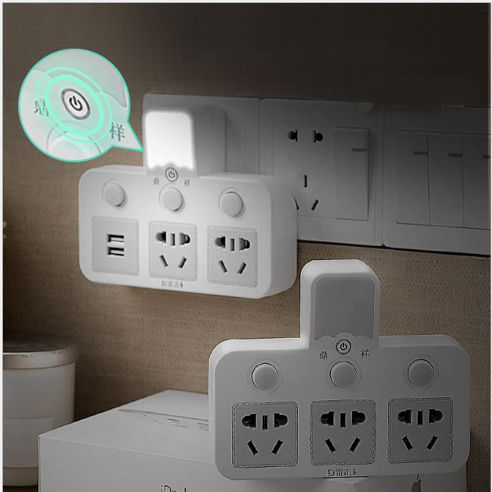 Smart power outlet - 2-pin power plug - Induction nightlight power socket - Multi-function usb power outlet - Heat-resistant electrical outlet with separate switch