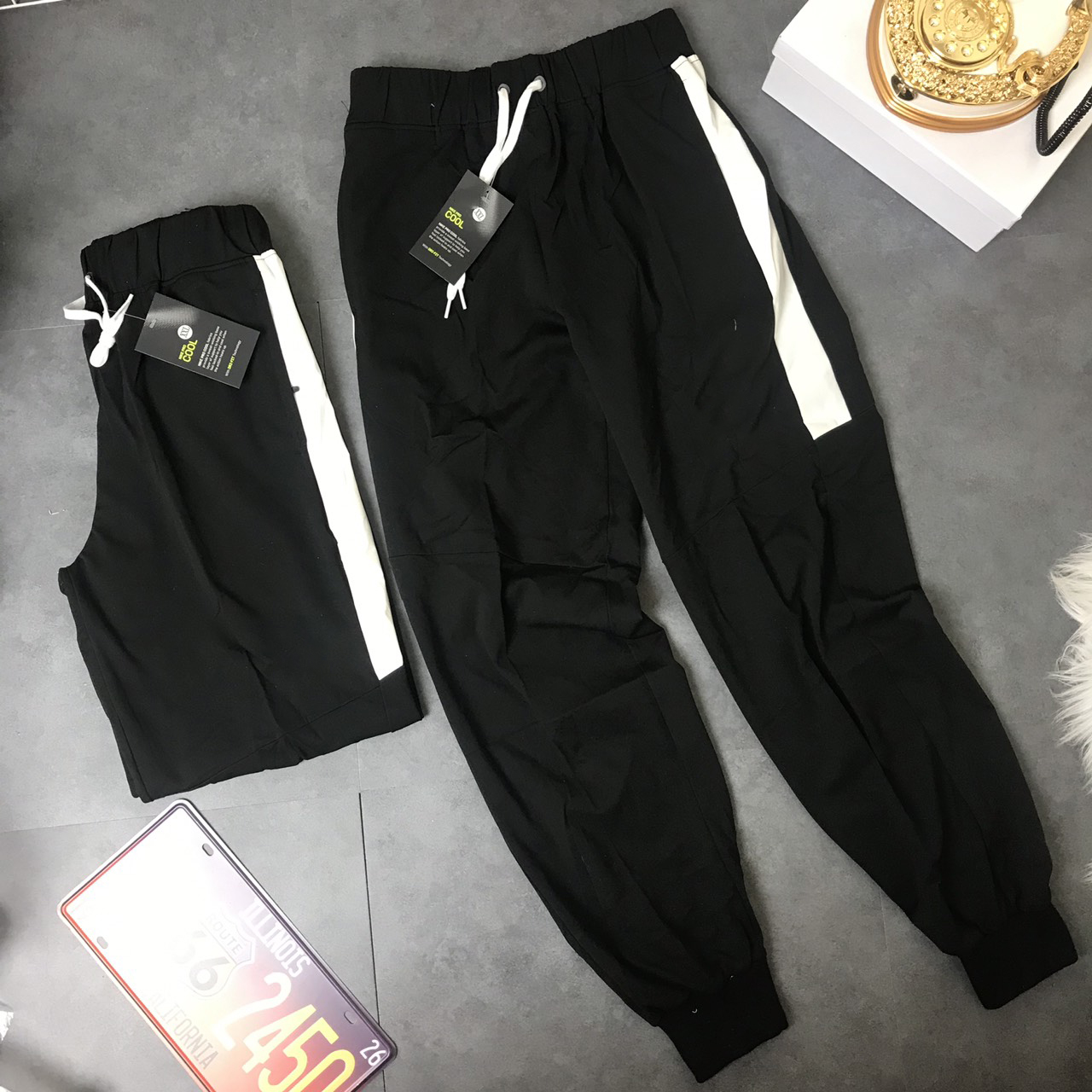 Quần Jogger Nam 1 Sọc Lửng, Poly 2 da Co Dãn 4 Chiều Mã N139