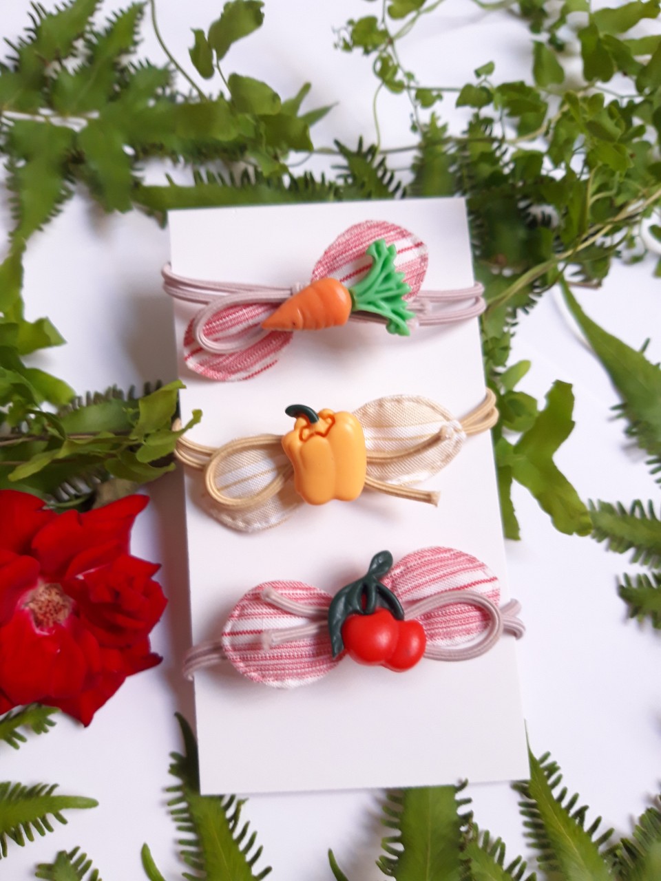 Set of 3 Super Sturdy 4-Season Fruit Hair Ties.