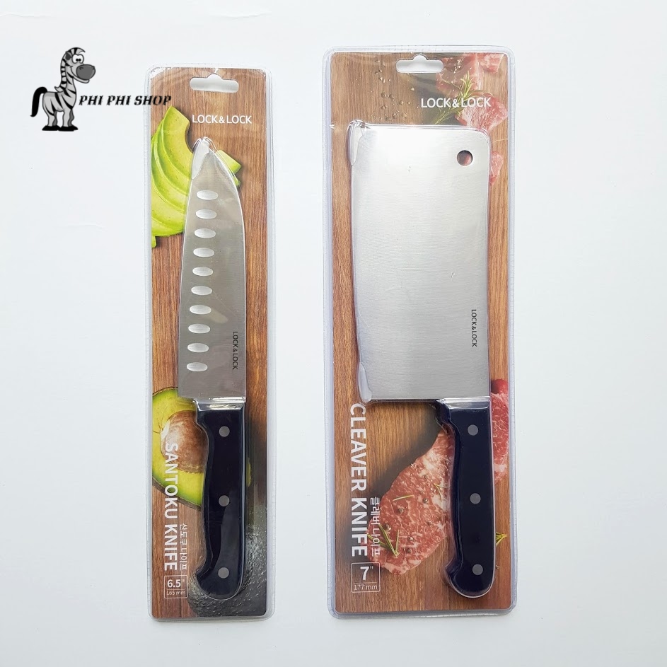 BÁO GIÁ Bộ Dao Làm Bếp Lock | Shopee Lazada Sendo Tiki mới nhất 6 Dao làm bếp Lock&Lock Santoku CKK921 , dao chặt xương lớn CKK920