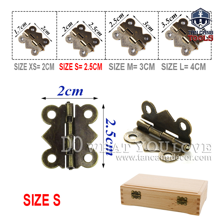 2 bản lề gập size s 01 cổ điển - kt:2.5cm