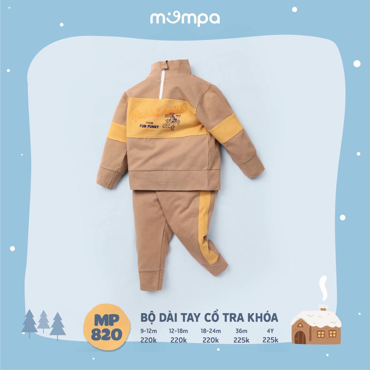 Bộ dài tay cổ tra khóa phong cách năng động cho bé MP820 Mompa