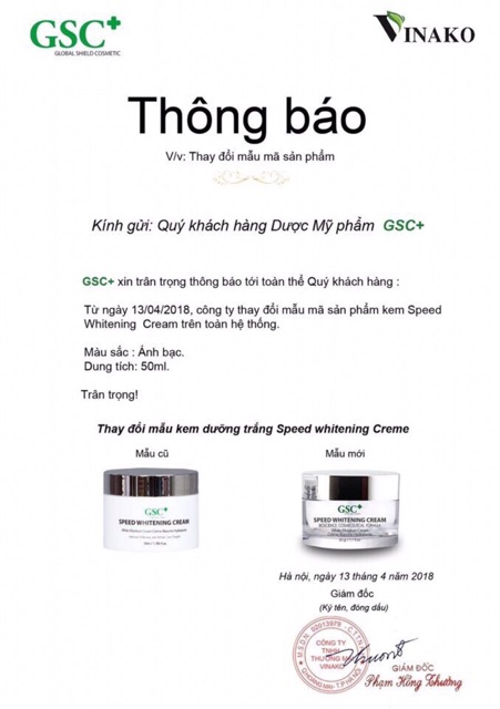Kem Dưỡng Trắng Da Gsc