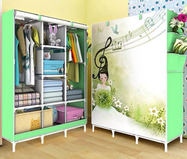 [GÍA ƯU ĐÃI] Tủ đựng quần áo 3 buồng với nhiều ngăn treo quần áo và đựng quần áo gấp gọn khung bằng thép siêu bền, vải bọc họa tiết 3D chống thấm nước, thiết kế cơ động dễ lắp đặt và di chuyển