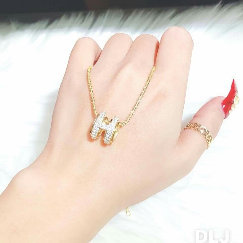Dây chuyền bạc Ý cao cấp mặt chữ H.E.R.M.E.S